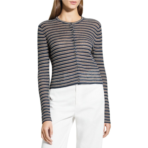 Theory linen-blend crop cardigan