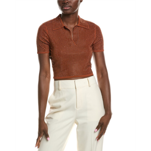 Sandro rhinestone crop polo shirt