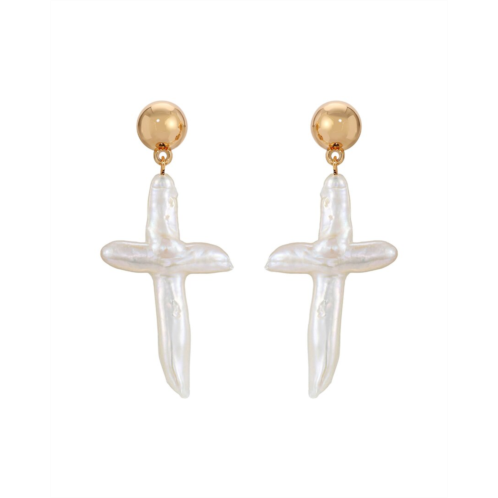 Ettika 18k plated 15-16mm pearl dangle earrings