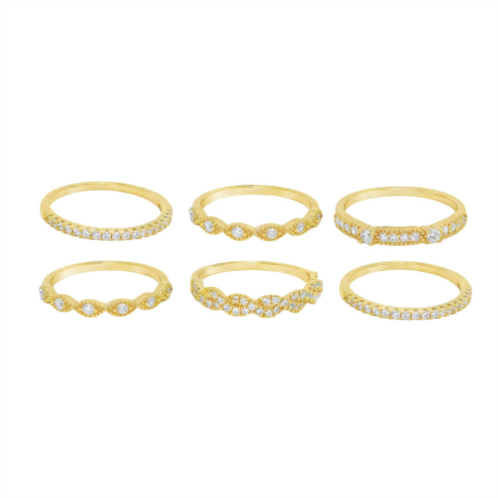Allyanna Gifts womens 6 band cubic zirconia stackable ring set in gold