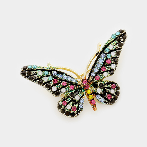 FASHNZFAB crystal rhinestone paved butterfly pin brooch