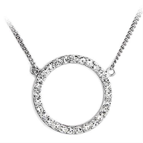 FASHNZFAB rhodium brass chain pendant with top grade crystal in clear