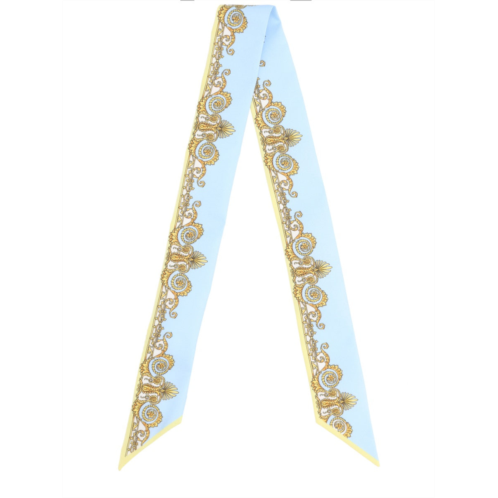 VERSACE light blue gold ornamental print scarf