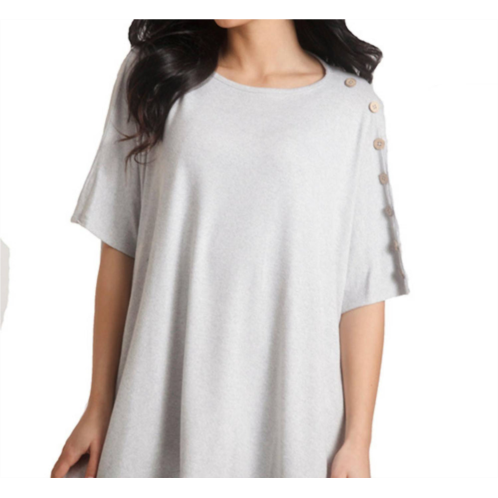 French kyss supersoft button detail poncho in frost