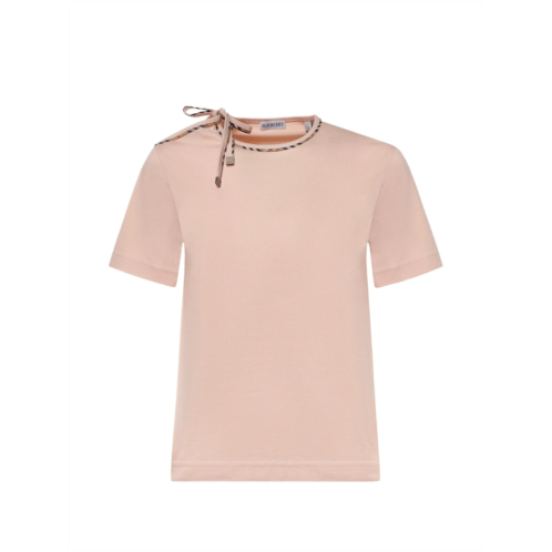 BURBERRY light beige tie shoulder cotton t-shirt