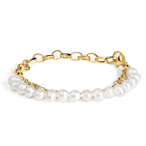 Haus of Brilliance 18k yellow gold vermeil cultured pearl station link bracelet