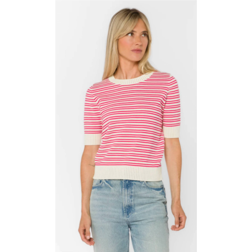 Velvet Heart short sleeve crewneck sweater in pink stripe