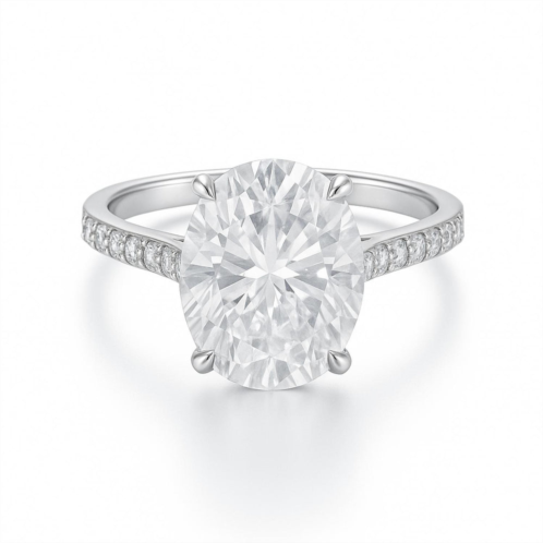 Allyanna Gifts womens oval pave moissanite ring in silver