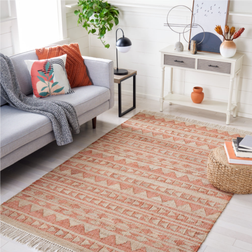 Safavieh kilim flat weave area rug natural / rust bohemian style easy care
