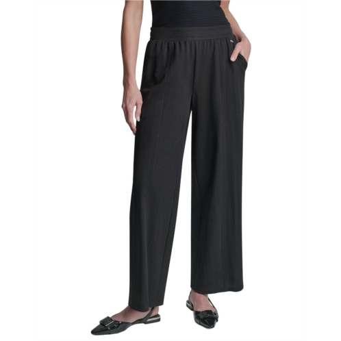 DKNY pull-on mini logo linen-blend pant
