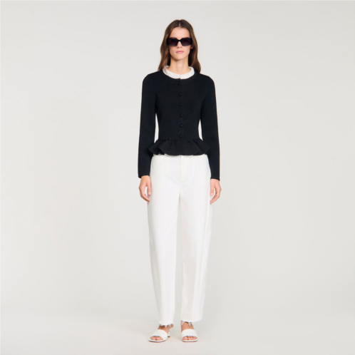 Sandro removable collar peplum cardigan