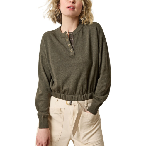 Lilla P elastic waist henley sweater