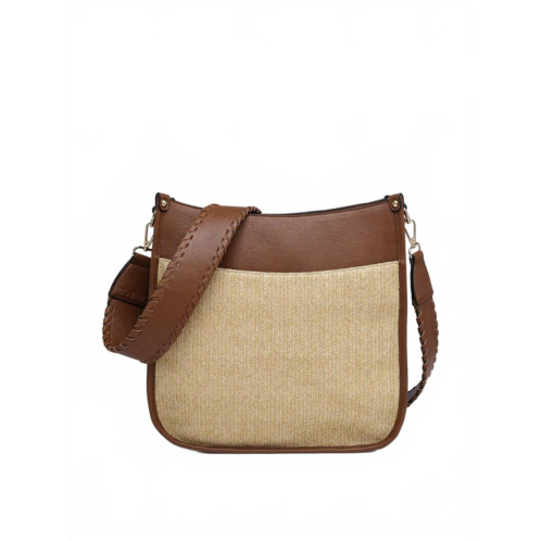 Jen & Co. womens kate crossbody bag in straw brown