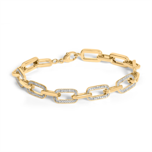 Haus of Brilliance gold vermeil 1/10 cttw diamond bold paperclip link bracelet