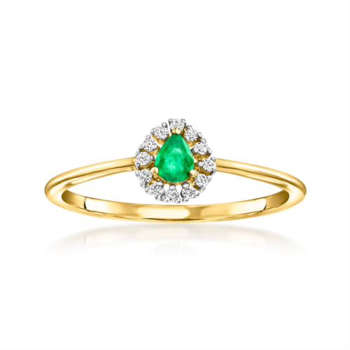 Canaria Fine Jewelry Canaria emerald ring with diamonds in 10kt yellow gold