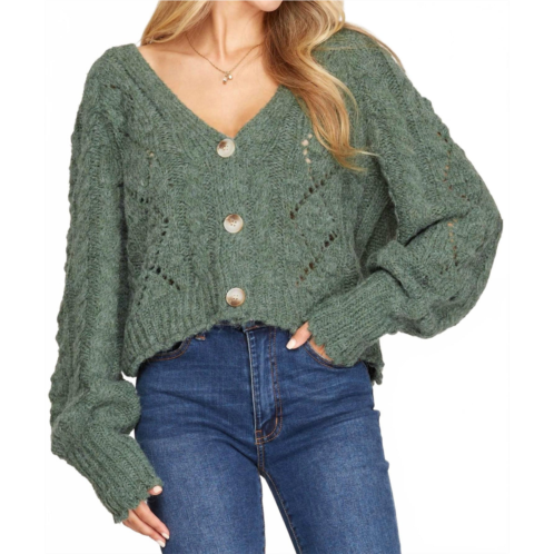 Sandro button down cable cardigan in fern