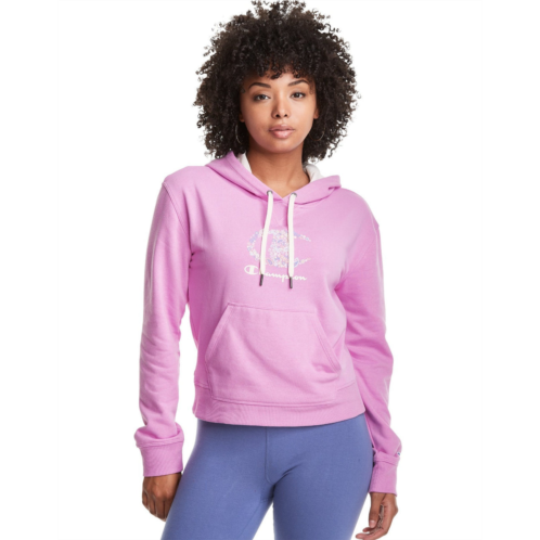 Champion womens campus french terry hoodie pink cotton long sleeve gbo123