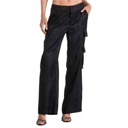 ELAN whitney satin cargo pants in black