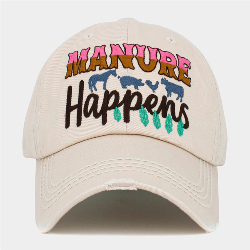FASHNZFAB manure happens message animals pointed vintage baseball cap