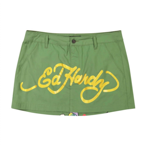 Ed Hardy womens lks heart skirt in olive
