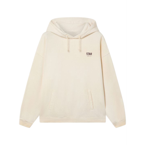 GOLDEN GOOSE cream relaxed-fit hoodie with drawstring and ribbed details