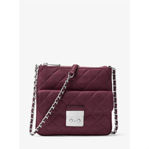 michael kors sloan medium quilted-leather crossbody bag - plum -