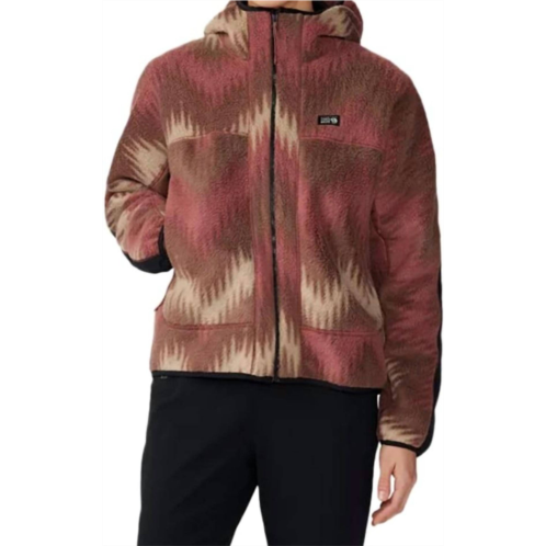 Mountain Hardwear hicamp fleece printed hoody in clay earth zig zag print