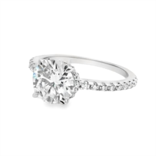 Allyanna Gifts womens 2.0ct 8.0mm moissanite engagement ring in sterling silver
