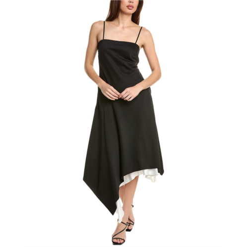 Helmut Lang angled hem wool midi dress