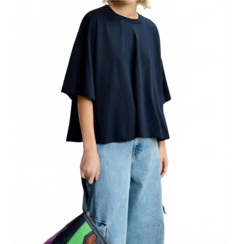 ESSENTIEL ANTWERP grovel tee with satin back panel in navy