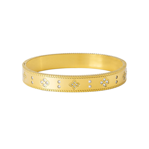 Adornia tarnish resistant 18k gold plated clover bangle