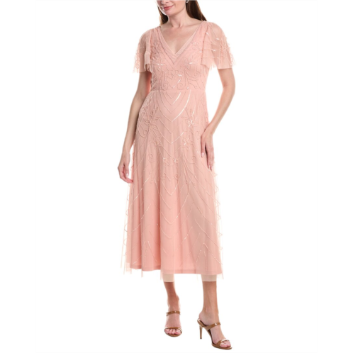 Adrianna Papell bead mesh flutter midi dress