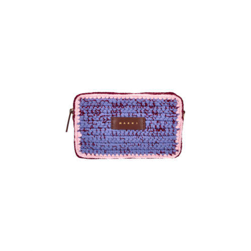 MARNI textured knit wool shoulder bag with zip closure