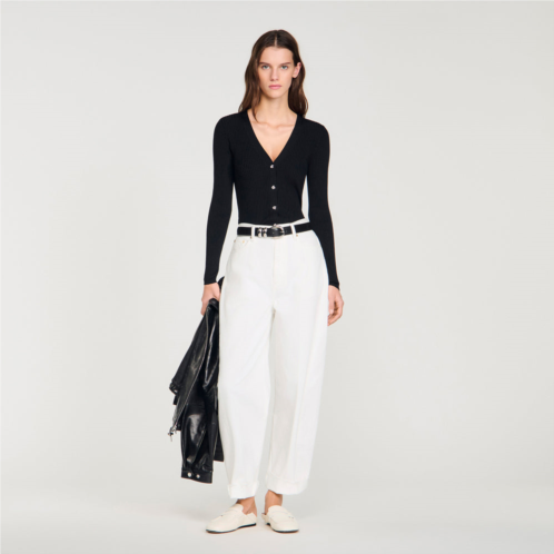 Sandro ribbed cardigan with fancy buttons