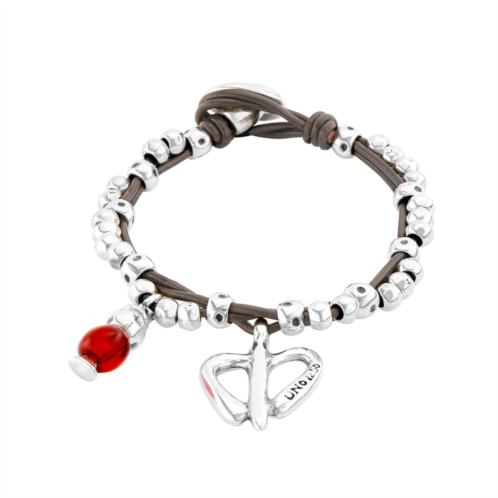UNOde50 triple-wrap leather charm bracelet
