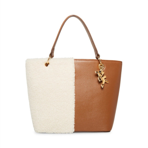 anne klein mini tote bag women chestnut sherpa convertible strap handbag frog408