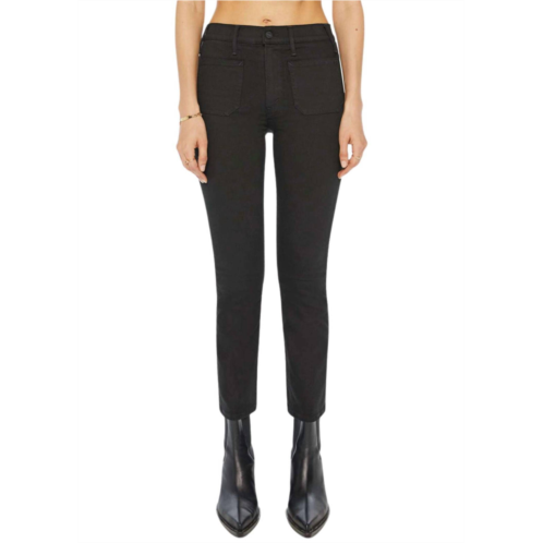 Mother patch pocket insider ankle jean in pitch