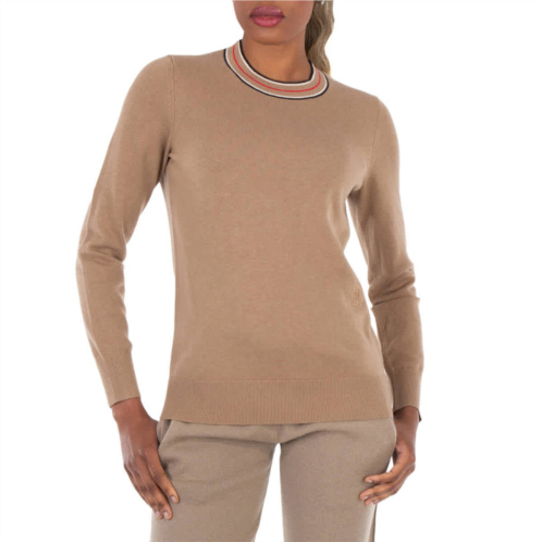 Burberry striped detailed crewneck cashmere jumper