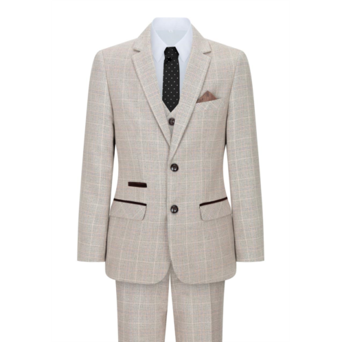 Oliver Tweed boys 3 piece beige Tweed check vintage retro suit
