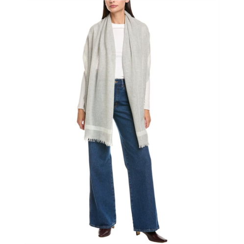 Vince lightweight border stripe wool & cashmere-blend wrap