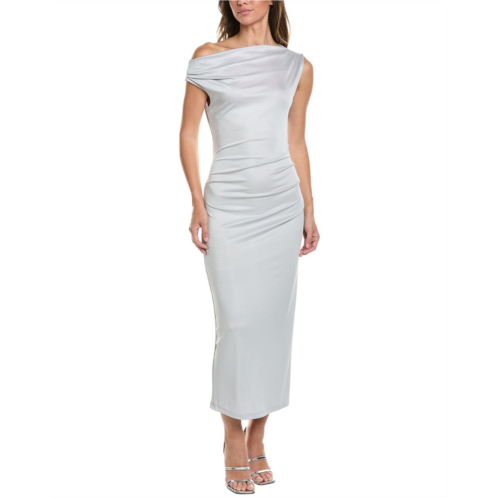 kenneth cole off shoulder ruched waist midi dress