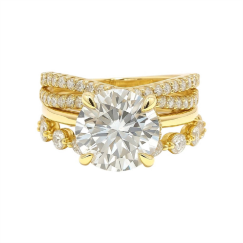 Allyanna Gifts womens round brilliant cut moissanite ring - 3 piece set in gold