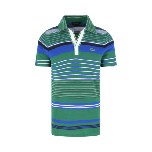 LACOSTE green pique cotton bold stripe polo