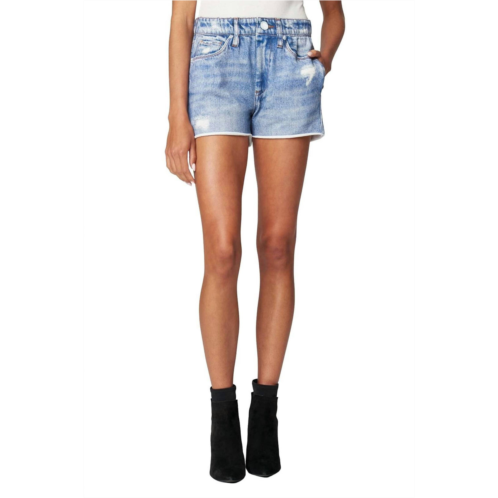 BLANKNYC womens luxury clothing french terry printed denim short in blue