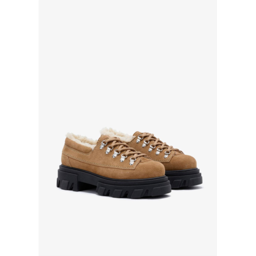 GANNI womens cleated loafers in cognac