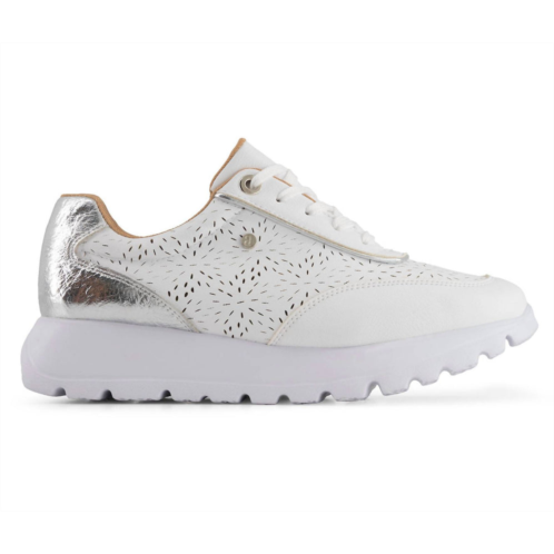 Andrea womens casual sneakers with laser cut pattern in white