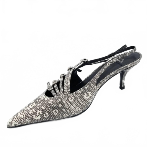 Jeffrey Campbell womens lash-2 slingback pumps in black white lizard