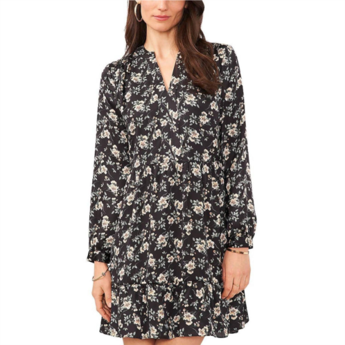 VINCE CAMUTO floral long sleeved mini dress in black