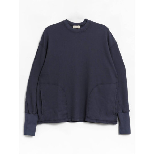 Nicholas Daley mens waffle crewneck top in navy