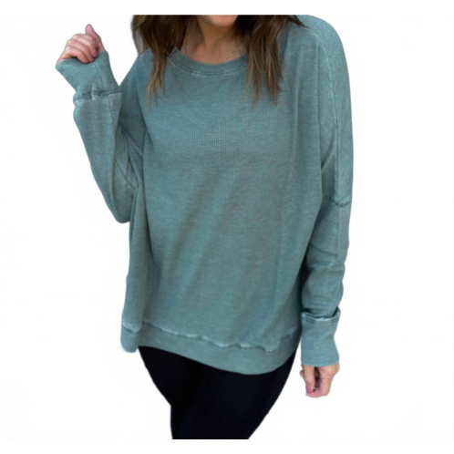 Mono b waffle ribbed pullover in silky pine